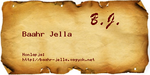 Baahr Jella névjegykártya